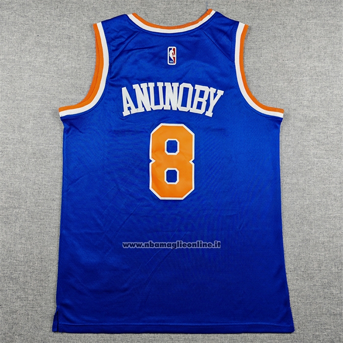 Maglia New York Knicks Og Anunoby No 8 Icon 2025-26 Blu
